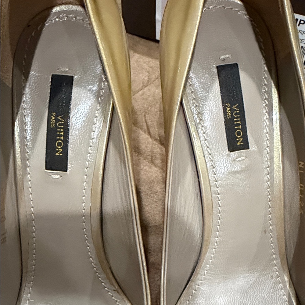 Gold Open Toe Pumps - Picture 8 of 9
